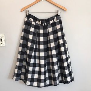 Belted checkered skirt